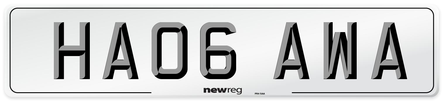 HA06 AWA Number Plate from New Reg